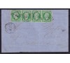 France - n°  12 -  5c vert - Napoléon III - Bande de 4.