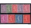 France - n&deg; 197/205 - Semeuse fond lign&eacute;e.