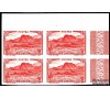 Réunion - n°136 - Piton d'Anchain - 50c rouge - Bloc de 4 non dentelé - Coin de feuille.