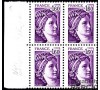 France - n°2060a - Sabine de Gandon - 1F60 violet sans phosphore en bloc de 4.