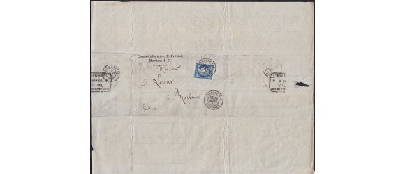 France - n°  38 sur lettre " Claude  LAFONTAINE " au verso