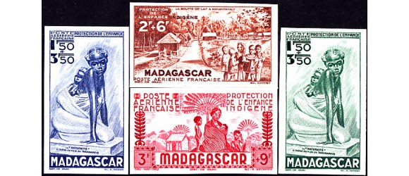 Madagascar - n°PA 41/43 + PA41A - P.E.I.Q.I.