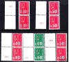 France - n°1664c et e + 1815b +1816c + 1895 - les 5 roulettes différentes avec numéros rouges au verso.