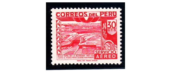 PEROU - n° PA 97a - IRRIGATION - SANS SURCHARGE - RARE - LUXE.
