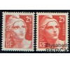 France - n° 729 - 25f rouge gravé Marianne de Gandon - Impression très défectueuse.