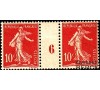 France - n° 134 10c rouge semeuse avec sol - millésime 6.