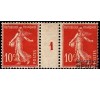 France - n° 138 - 10c rouge semeuse - millésime 1.