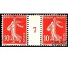 France - n° 138 - 10c rouge semeuse - millésime 7.