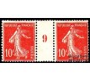 France - n° 138 - 10c rouge semeuse - millésime 9.