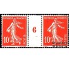 France - n° 138 - 10c rouge semeuse - millésime 6.