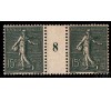 France - n° 130c type IV - 15c semeuse vert  - Millésime 8.