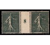 France - n° 130c type IV - 15c semeuse vert  - Millésime 8.