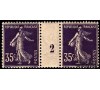 France - n° 142 - 35c violet Semeuse camée - millésime 2