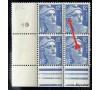 France - n°  812** -  Balaffre sur le 2ème timbre et  2 cassé sur le 1er dans un  bloc de 4