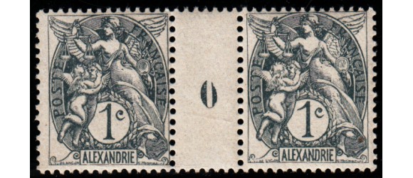 Alexandrie - n°19a - Type Blanc - 1c Gris - Millésime 0.
