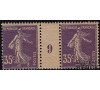 France - n° 142 - 35c violet Semeuse camée - millésime 9